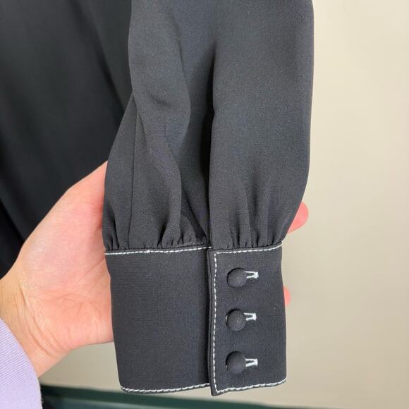 Cinq a Sept Gaby Tie Front Shirt Dress Womens 6 Black Mini Button Front - Picture 11 of 13